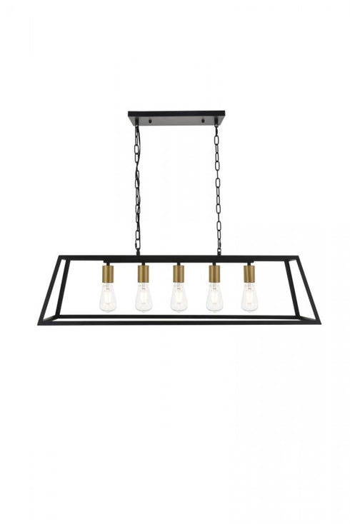 Elegant Lighting Resolute 5 light black Pendant Model: LD4061D38BK