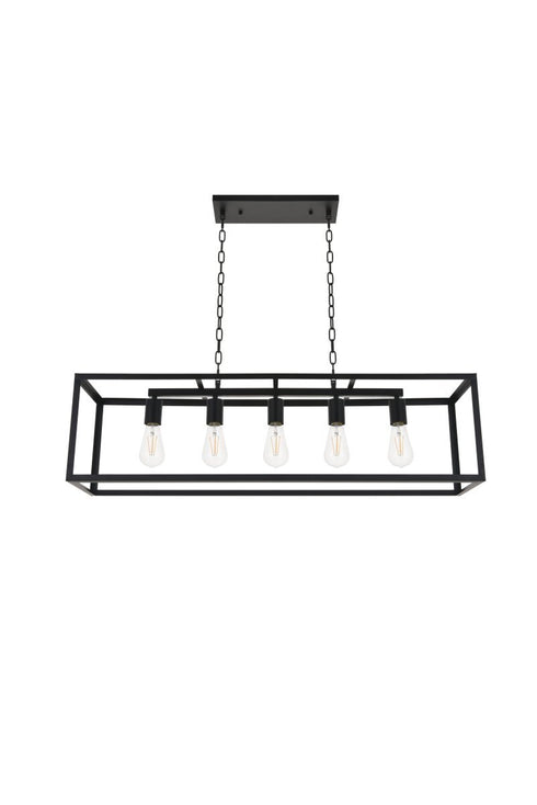 Elegant Lighting Resolute 5 light black Pendant Model: LD4063D38BK