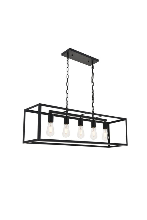 Elegant Lighting Resolute 5 light black Pendant Model: LD4063D38BK