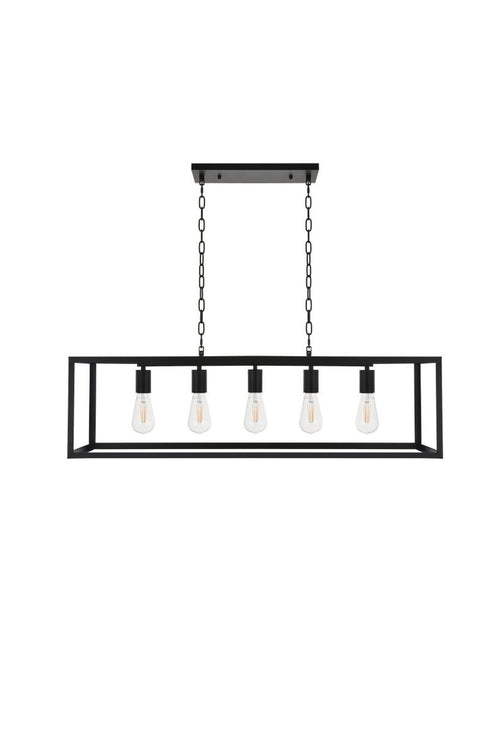 Elegant Lighting Resolute 5 light black Pendant Model: LD4063D38BK