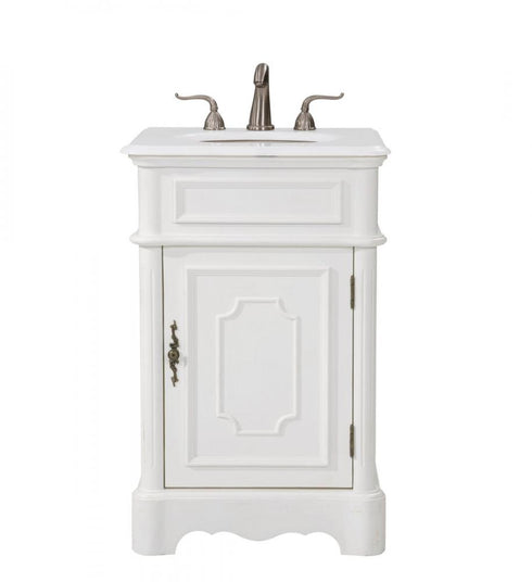Elegant Lighting Retro 21 Inch Single Bathroom Vanity in Antique White with Ivory White Engineered Marble Model: VF30421AW-VW