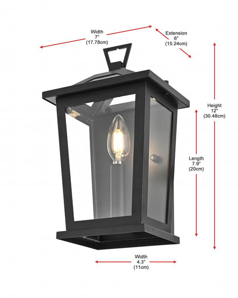 Elegant Lighting Richmond 7 inch Outdoor Pendant in Black Model: OD331W12BK