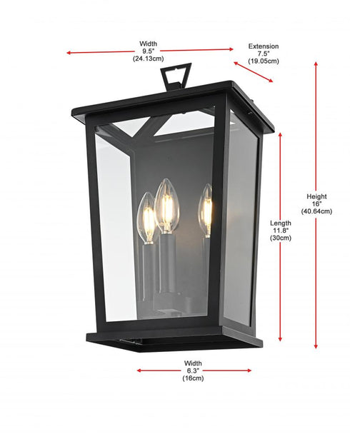 Elegant Lighting Richmond 7 inch Outdoor Pendant in Black Model: OD331W16BK