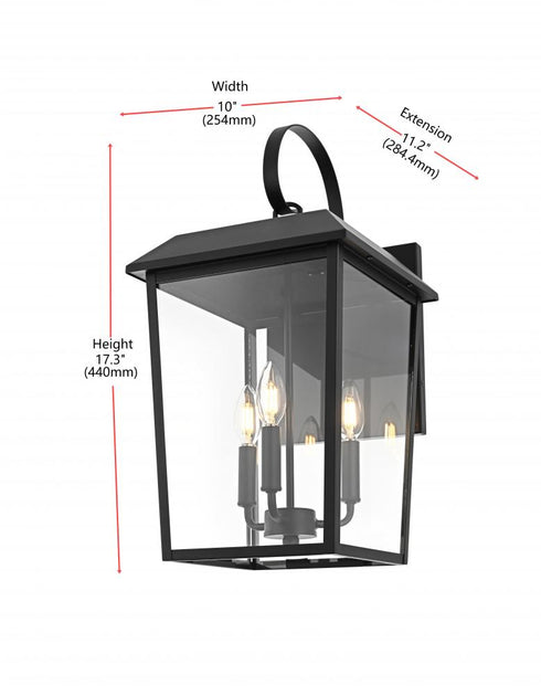 Elegant Lighting Riggs 11 inch Outdoor Wall Sconce in Black Model: OD502W22BK