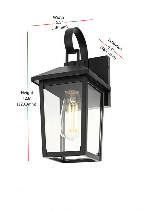 Elegant Lighting Riggs 5.5 inch Outdoor Wall Sconce in Black Model: OD502W12BK