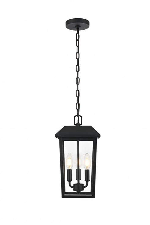 Elegant Lighting Riggs 8 x 15 inch Outdoor Pendant in Black Model: OD502H15BK
