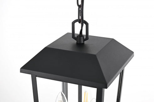 Elegant Lighting Riggs 8 x 15 inch Outdoor Pendant in Black Model: OD502H15BK