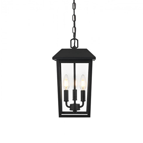 Elegant Lighting Riggs 8 x 15 inch Outdoor Pendant in Black Model: OD502H15BK