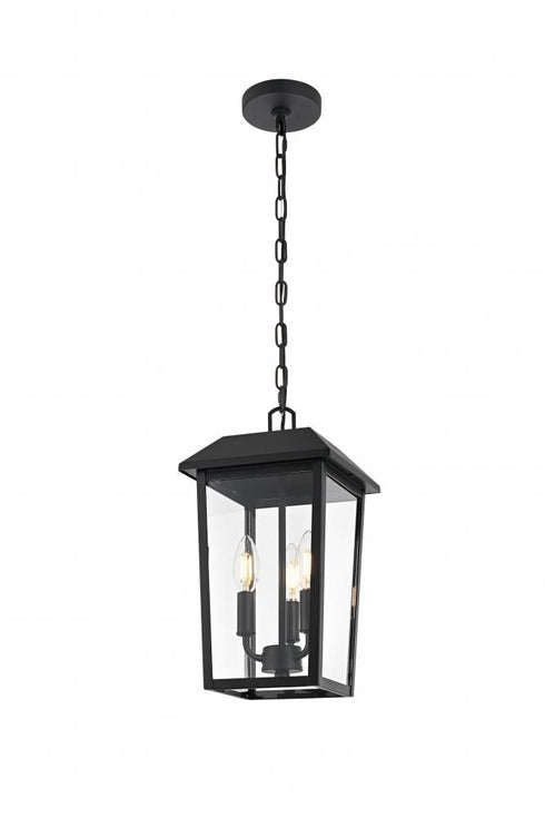 Elegant Lighting Riggs 8 x 15 inch Outdoor Pendant in Black Model: OD502H15BK