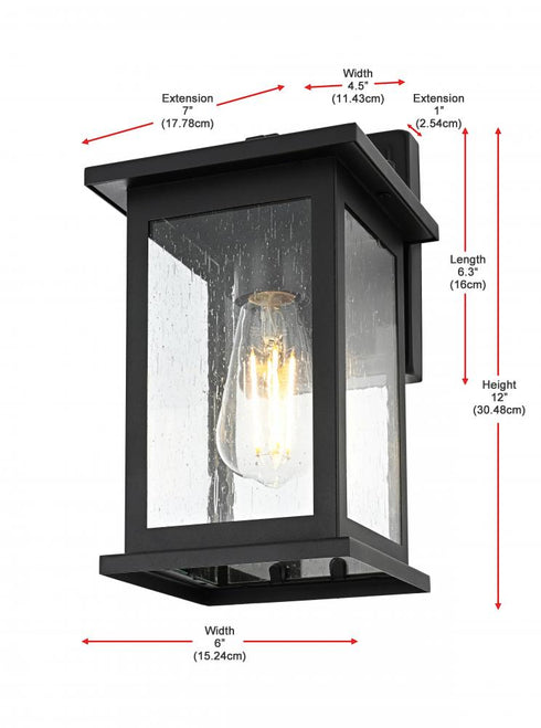 Elegant Lighting Ringgold 7 inch Outdoor Pendant in Black Model: OD350W12BK