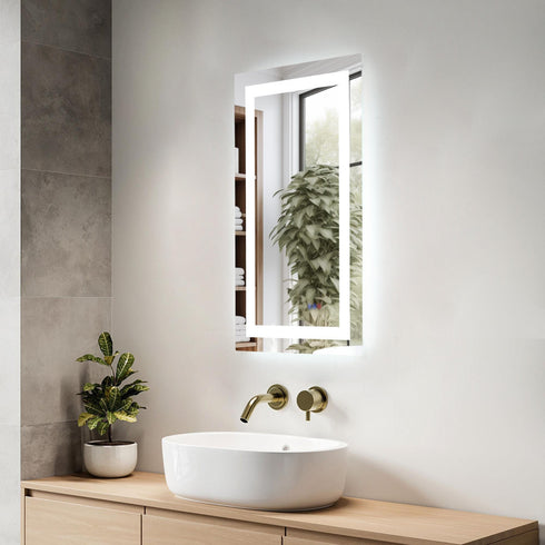 Elegant Lighting Riven 2 Strip Light LED Mirror W18 H36 3000 6000K Dim in White Finish Model: MRE81836