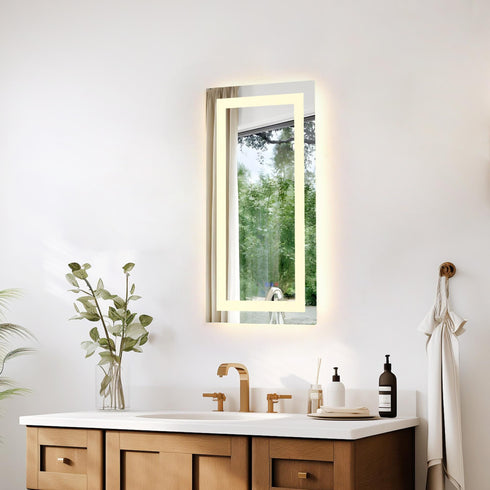 Elegant Lighting Riven 2 Strip Light LED Mirror W20 H30 3000 6000K Dim in White Finish Model: MRE82030