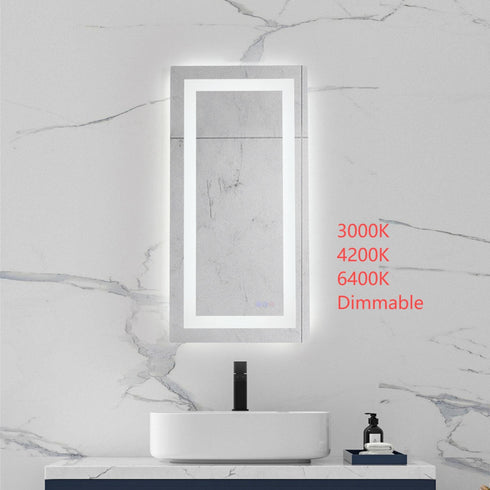 Elegant Lighting Riven 2 Strip Light LED Mirror W20 H30 3000 6000K Dim in White Finish Model: MRE82030