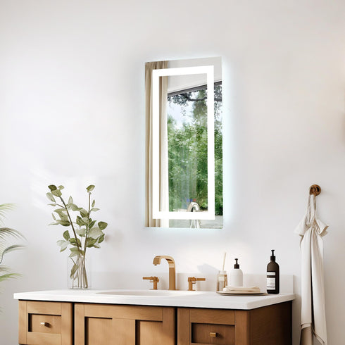 Elegant Lighting Riven 2 Strip Light LED Mirror W20 H30 3000 6000K Dim in White Finish Model: MRE82030