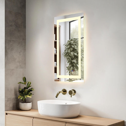 Elegant Lighting Riven 2 Strip Light LED Mirror W20 H36 3000 6000K Dim in White Finish Model: MRE82036