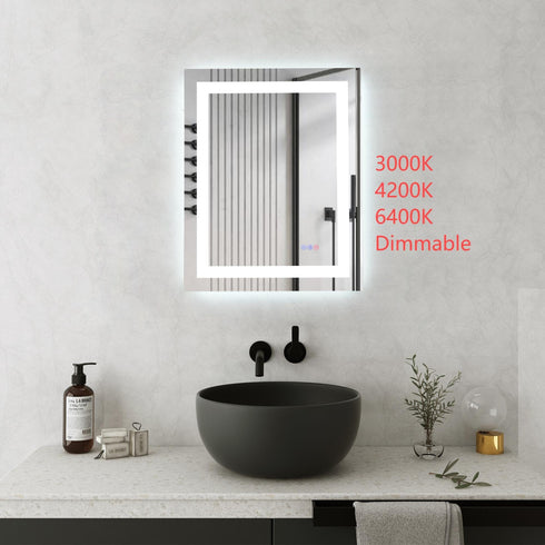 Elegant Lighting Riven 2 Strip Light LED Mirror W24 H30 3000 6000K Dim in White Finish Model: MRE82430