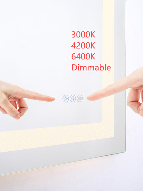 Elegant Lighting Riven 2 Strip Light LED Mirror W24 H30 3000 6000K Dim in White Finish Model: MRE82430