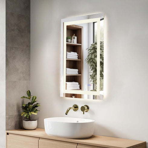 Elegant Lighting Riven 2 Strip Light LED Mirror W24 H36 3000 6000K Dim in White Finish Model: MRE82436