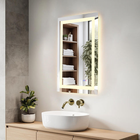 Elegant Lighting Riven 2 Strip Light LED Mirror W24 H36 3000 6000K Dim in White Finish Model: MRE82436