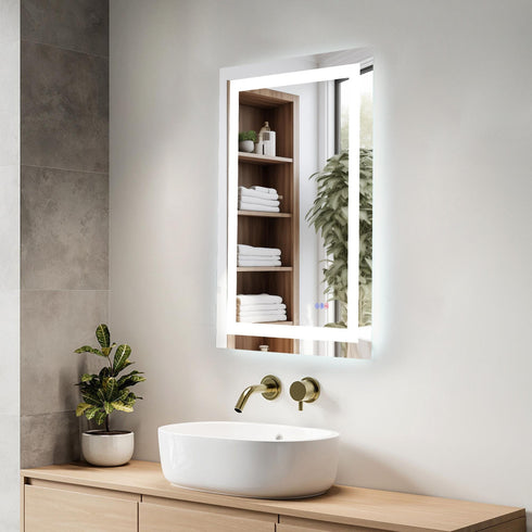 Elegant Lighting Riven 2 Strip Light LED Mirror W24 H36 3000 6000K Dim in White Finish Model: MRE82436