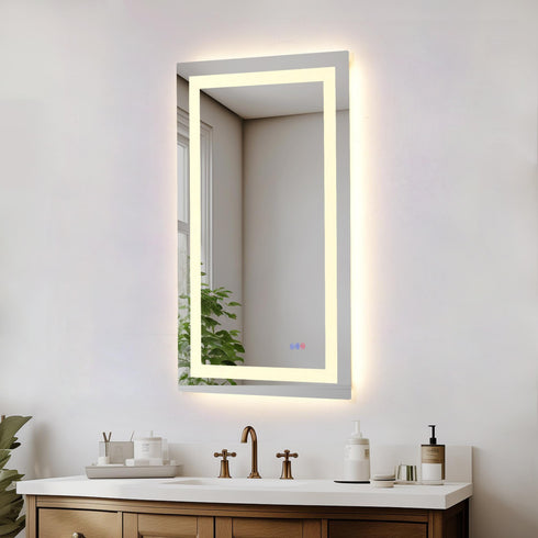 Elegant Lighting Riven 2 Strip Light LED Mirror W24 H40 3000 6000K Dim in White Finish Model: MRE82440