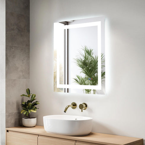 Elegant Lighting Riven 2 Strip Light LED Mirror W27 H30 3000 6000K Dim in White Finish Model: MRE82730