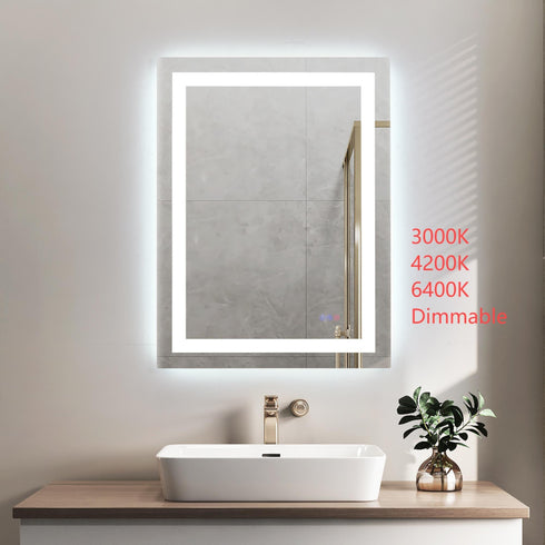 Elegant Lighting Riven 2 Strip Light LED Mirror W27 H36 3000 6000K Dim in White Finish Model: MRE82736