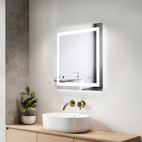 Elegant Lighting Riven 2 Strip Light LED Mirror W30 H30 3000 6000K Dim in White Finish Model: MRE83030