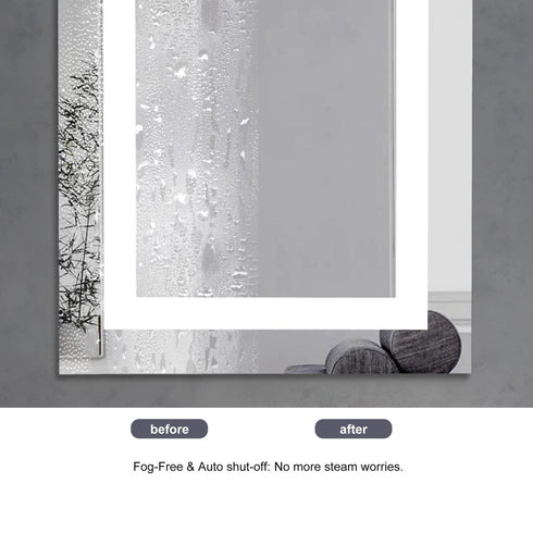 Elegant Lighting Riven 2 Strip Light LED Mirror W30 H48 3000 6000K Dim in White Finish Model: MRE83048