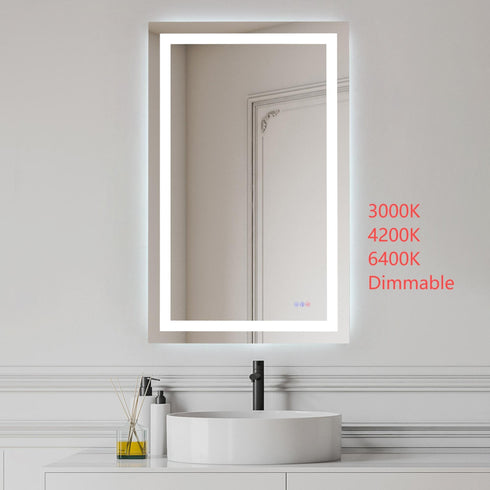 Elegant Lighting Riven 2 Strip Light LED Mirror W30 H48 3000 6000K Dim in White Finish Model: MRE83048