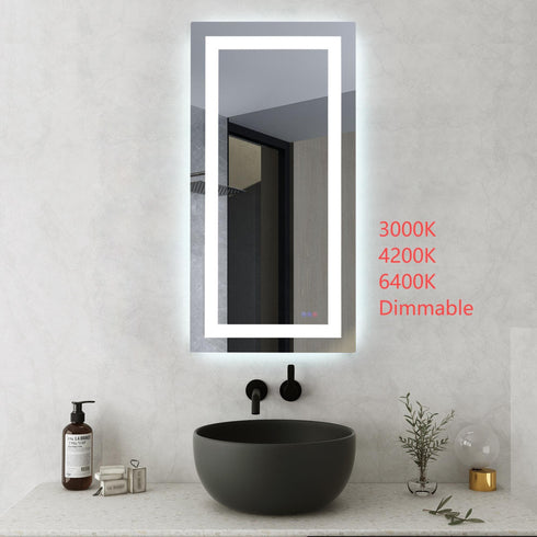 Elegant Lighting Riven 2 Strip Light LED Mirror W30 H72 3000 6000K Dim in White Finish Model: MRE83072