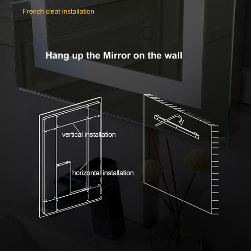 Elegant Lighting Riven 2 Strip Light LED Mirror W36 H36 3000 6000K Dim in White Finish Model: MRE83636