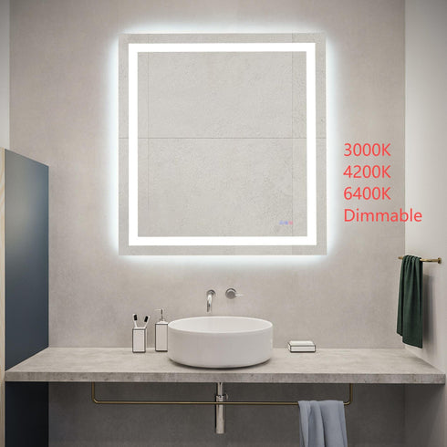 Elegant Lighting Riven 2 Strip Light LED Mirror W36 H40 3000 6000K Dim in White Finish Model: MRE83640