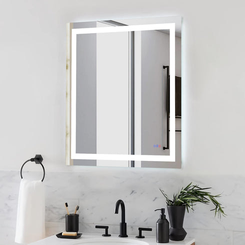 Elegant Lighting Riven 2 Strip Light LED Mirror W36 H40 3000 6000K Dim in White Finish Model: MRE83640