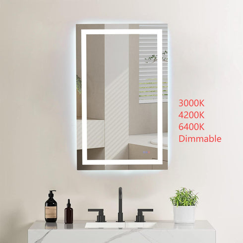 Elegant Lighting Riven 2 Strip Light LED Mirror W36 H48 3000 6000K Dim in White Finish Model: MRE83648