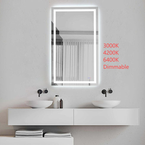 Elegant Lighting Riven 2 Strip Light LED Mirror W36 H60 3000 6000K Dim in White Finish Model: MRE83660