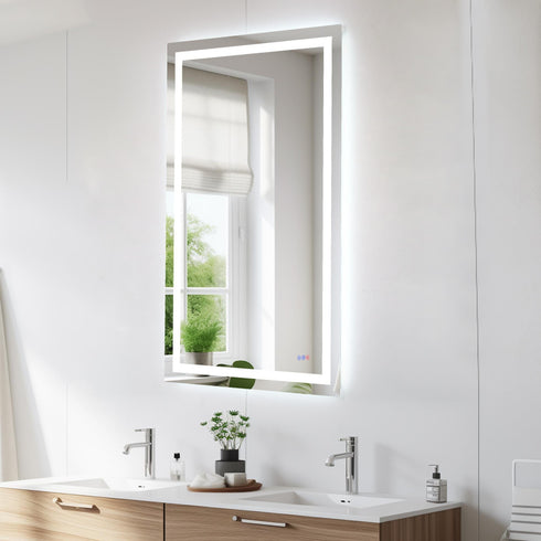 Elegant Lighting Riven 2 Strip Light LED Mirror W36 H60 3000 6000K Dim in White Finish Model: MRE83660
