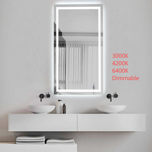 Elegant Lighting Riven 2 Strip Light LED Mirror W36 H72 3000 6000K Dim in White Finish Model: MRE83672