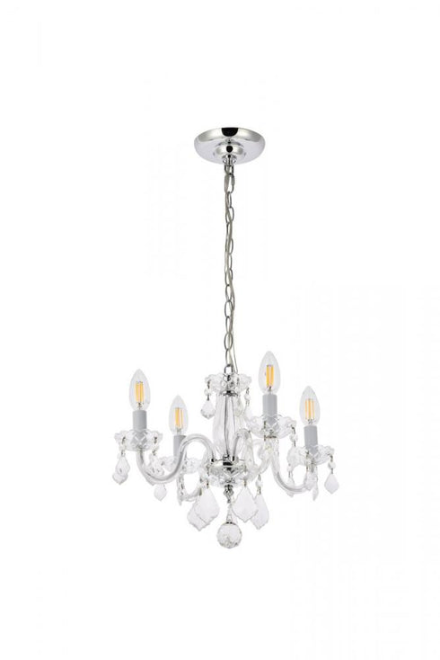 Elegant Lighting Rococo 4 light in Chrome Pendant Clear Royal Cut Crystal Model: V7804D15C/RC