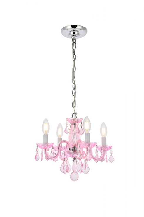 Elegant Lighting Rococo 4 light in Chrome Pendant Clear Royal Cut Crystal Model: V7804D15C/RC