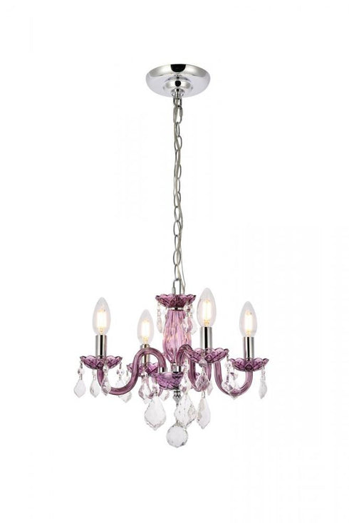 Elegant Lighting Rococo 4 light in Chrome Pendant Clear Royal Cut Crystal Model: V7804D15C/RC