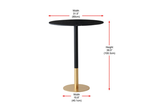 Elegant Lighting Ronan Pub Table D31.5 Inch x H39.5 Inch Black in Black and Gold Finish Model: AF110232BK