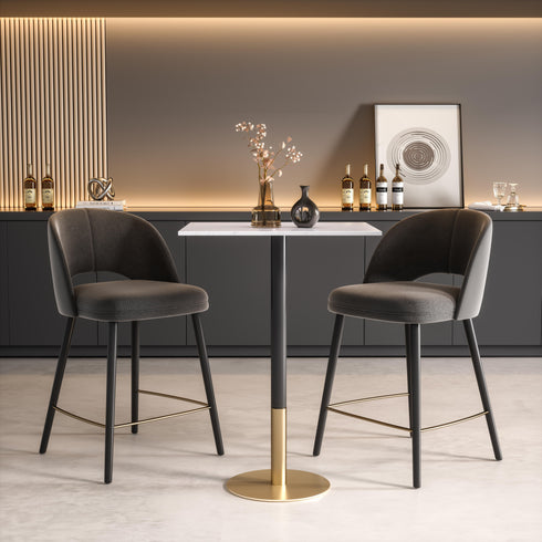Elegant Lighting Ronan Pub Table Rectangle 24 Inch x 28 Inch x H39.5 Inch White in White and Gold Finish Model: AF11R2428WH