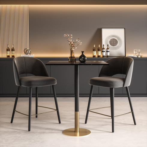 Elegant Lighting Ronan Pub Table Rectangle 27.6 Inch x 31.5 Inch x H39.5 Inch Black in Black and Gold Finish Model: AF11R2832BK