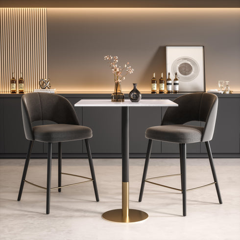 Elegant Lighting Ronan Pub Table Rectangle 27.6 Inch x 31.5 Inch x H39.5 Inch White in White and Gold Finish Model: AF11R2832WH