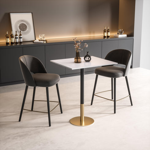 Elegant Lighting Ronan Pub Table Rectangle 27.6 Inch x 31.5 Inch x H39.5 Inch White in White and Gold Finish Model: AF11R2832WH