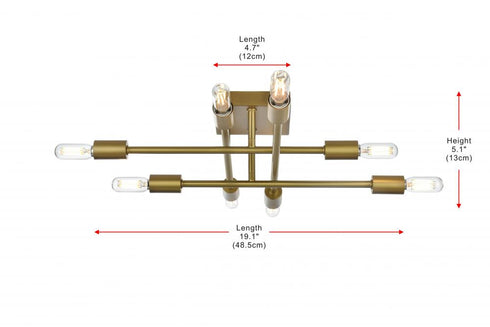 Elegant Lighting Script 19 inch Flush Mount in Satin Gold Model: LD2351SG
