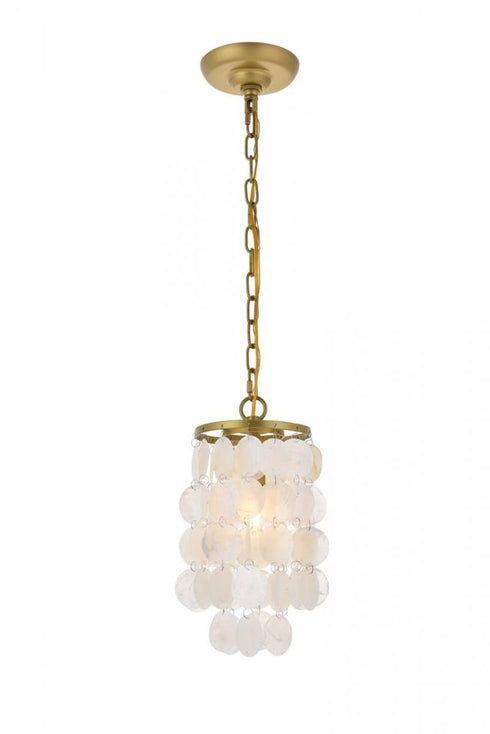 Elegant Lighting Selene 1 light Brass Pendant in Brass and White Finish Model: LD5050D6BR