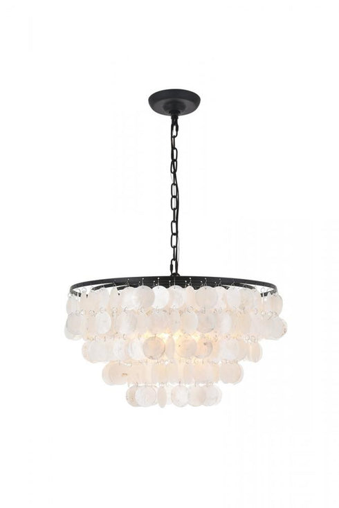Elegant Lighting Selene 4 light Black Pendant in Black and White Finish Model: LD5050D20BK