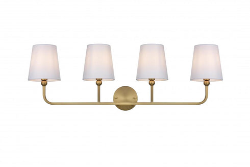 Elegant Lighting Senna 35.5 inch Wall Sconce in Satin Gold in Satin Gold and White Finish Model: LD7322W36SG